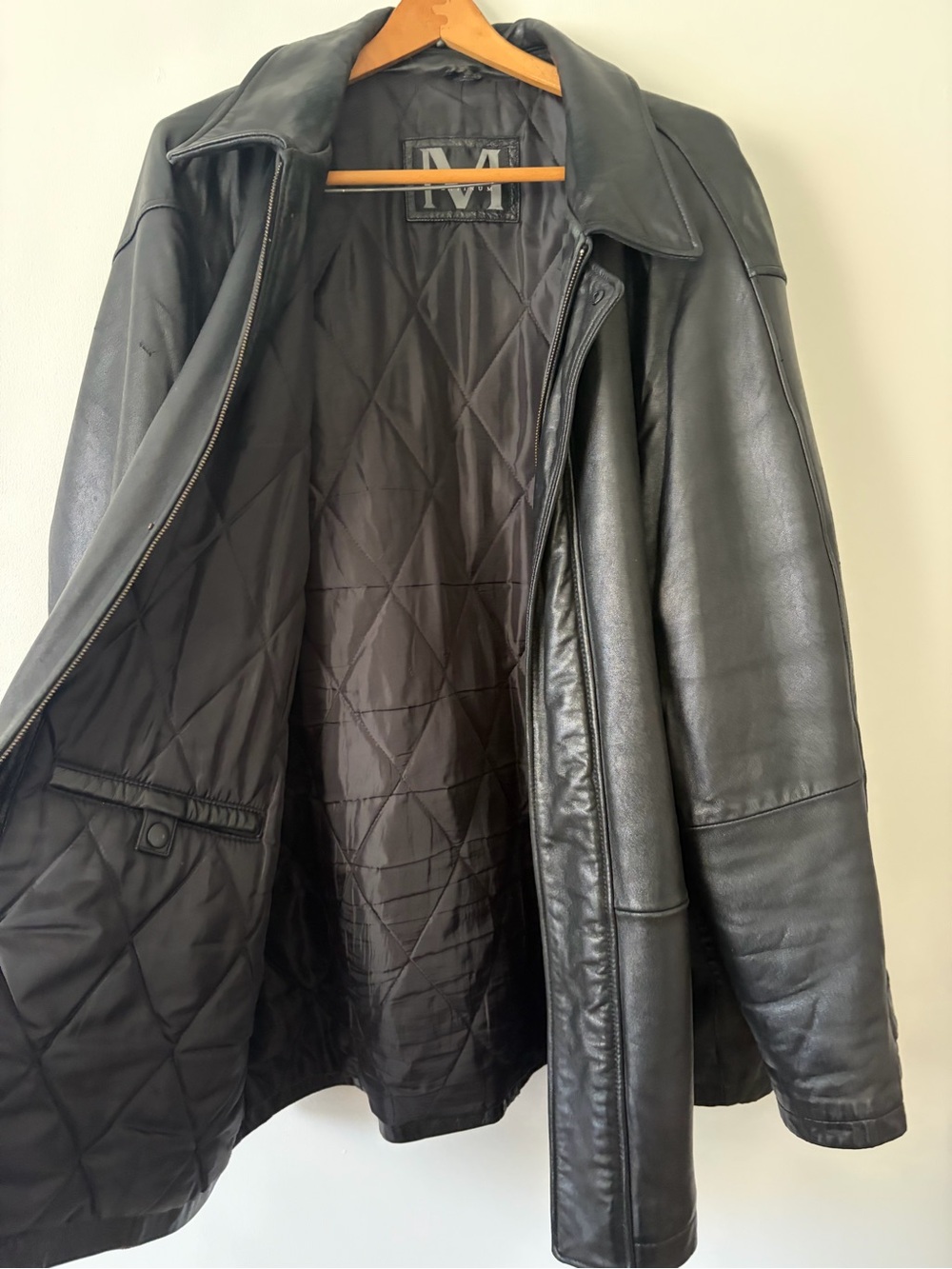Mazzoni Platinum Men's Black Leather Jacket - Picture 2 of 4